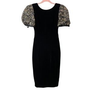 Talbots Dress Womens Size 4‎ Velvet Sequin Puff Sleeve Regency Glam New Years
